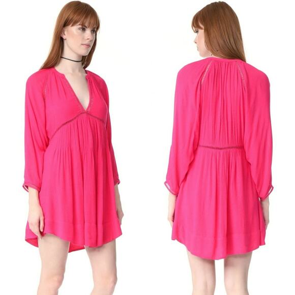 Free People Go Lightly V Neck Bright Pink Swing Mini Dress Size XS - Picture 6 of 6